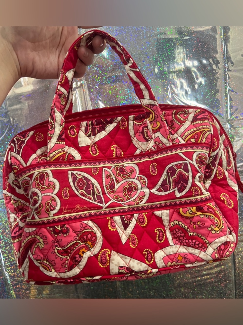 Vera Bradley Lunch Date Bag Rosy Posies Red Pink Paisley NWT